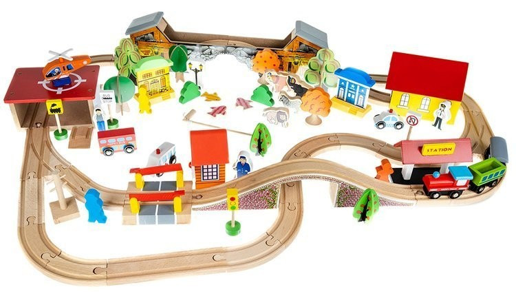 Drevená vláčiková dráha - železničná dráha s príslušenstvom