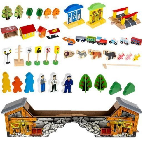 Drevená vláčiková dráha - železničná dráha s príslušenstvom