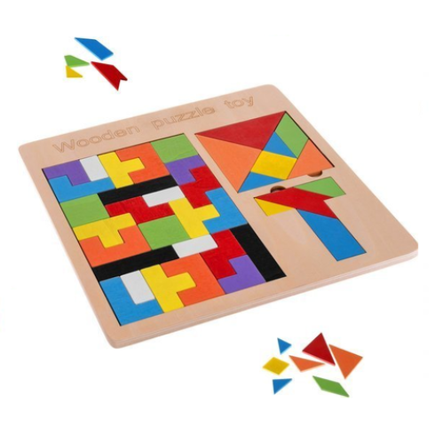 Drevené puzzle - tvary 3v1