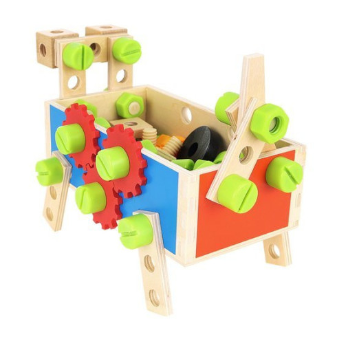 Dřevěný box s nářadím - 71 dílů