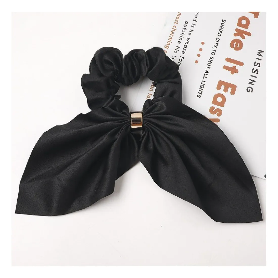 Gumička do vlasů - černá se sponou