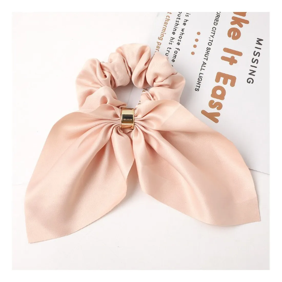 Gumička do vlasov - lososová so sponou