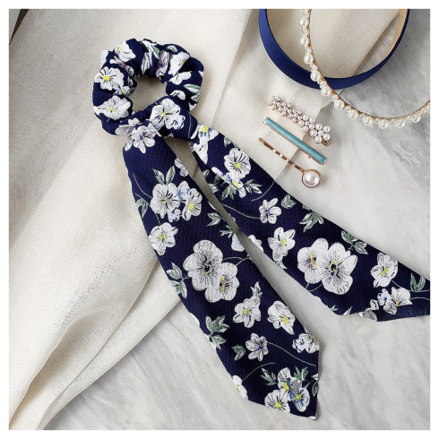 Gumička do vlasov PIN UP - biele kvietky