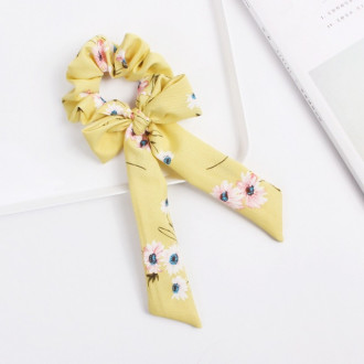 Gumička do vlasov - žltá s kvetmi