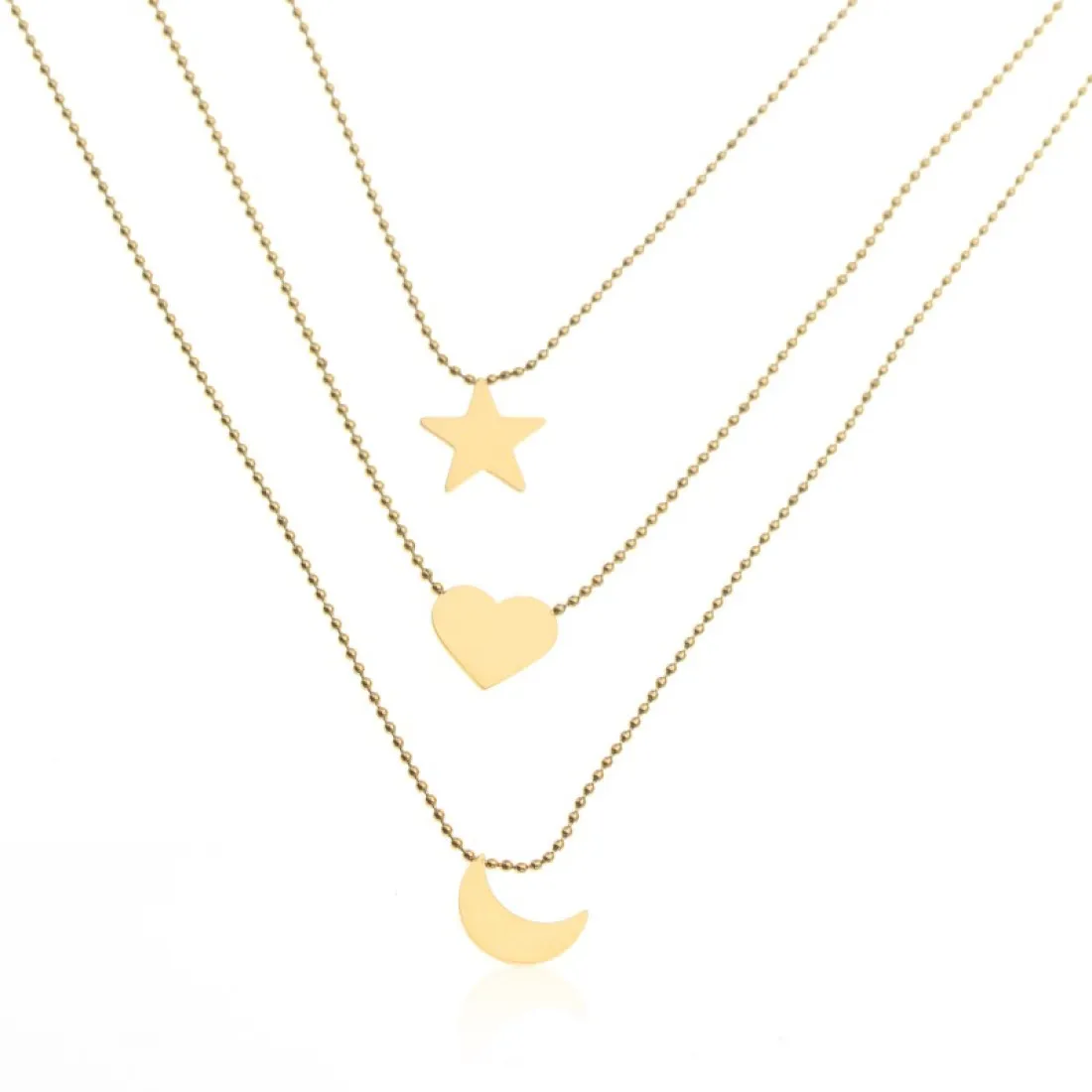 Náhrdelník z nehrdzavejúcej ocele 3in1, pozlátený