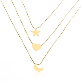 Náhrdelník z nehrdzavejúcej ocele 3in1, pozlátený