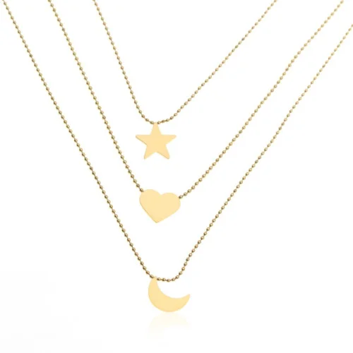 Náhrdelník z nehrdzavejúcej ocele 3in1, pozlátený