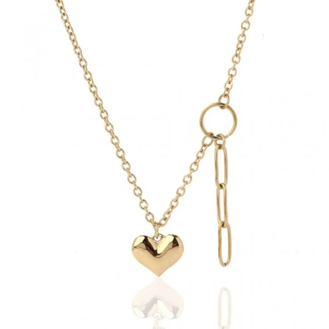 Náhrdelník z nehrdzavejúcej ocele Srdce, pozlátený
