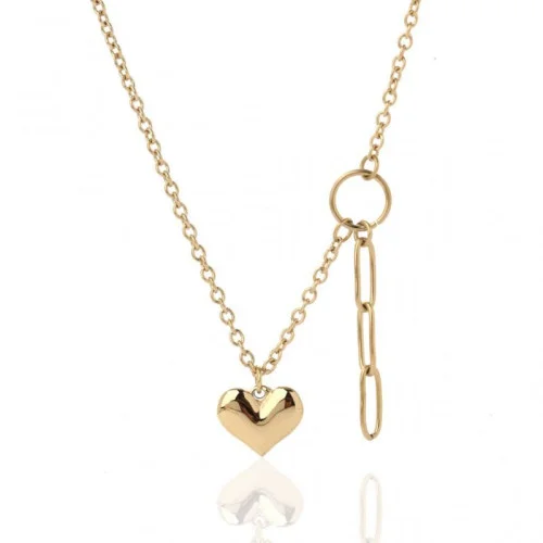Náhrdelník z nehrdzavejúcej ocele Srdce, pozlátený