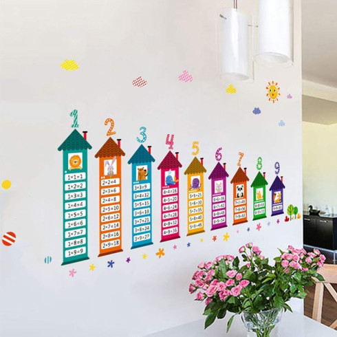 Samolepka na stenu - domčeky s matematickými príkladmi