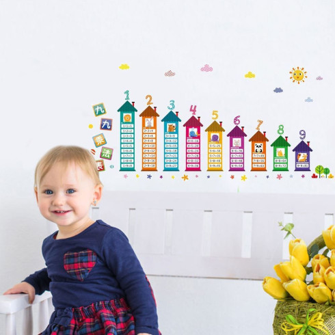 Samolepka na stenu - domčeky s matematickými príkladmi