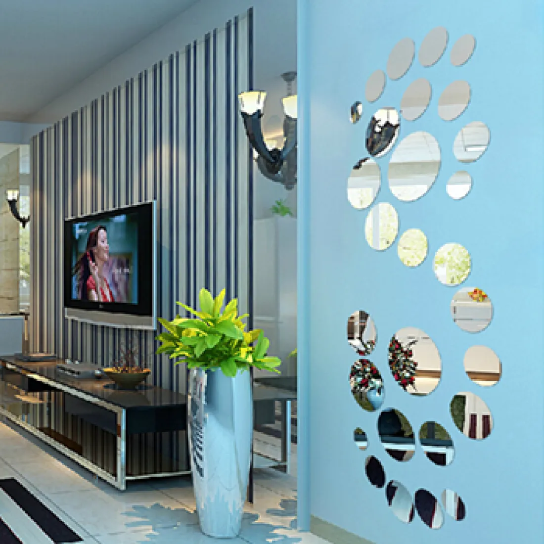 Samolepky na stenu - okrúhle zrkadlá