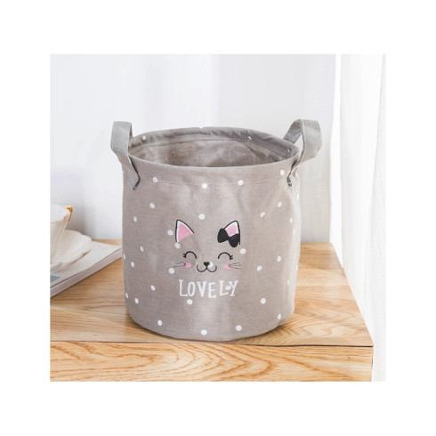 Úložný kôš na hračky - šedý s bodkami, 20cm