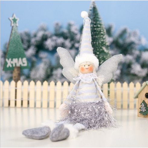 Vánoční dekorace anděl 38cm - stříbrný
