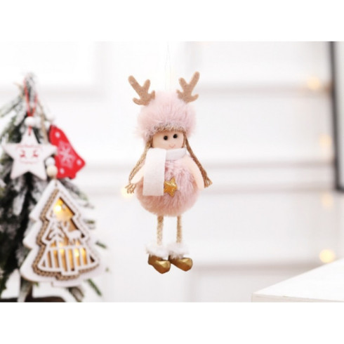 Vianočná dekorácia na zavesenie - anjel, ružový