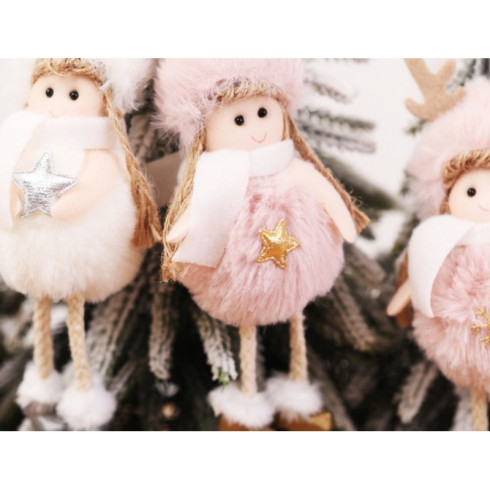 Vianočná dekorácia na zavesenie - anjel, šedý