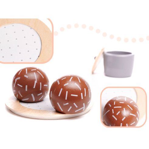 Detský drevený čajový set so sladkým pečivom