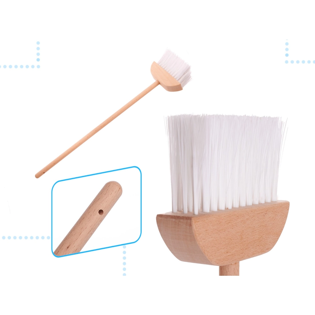 Detský drevený vozík na upratovanie