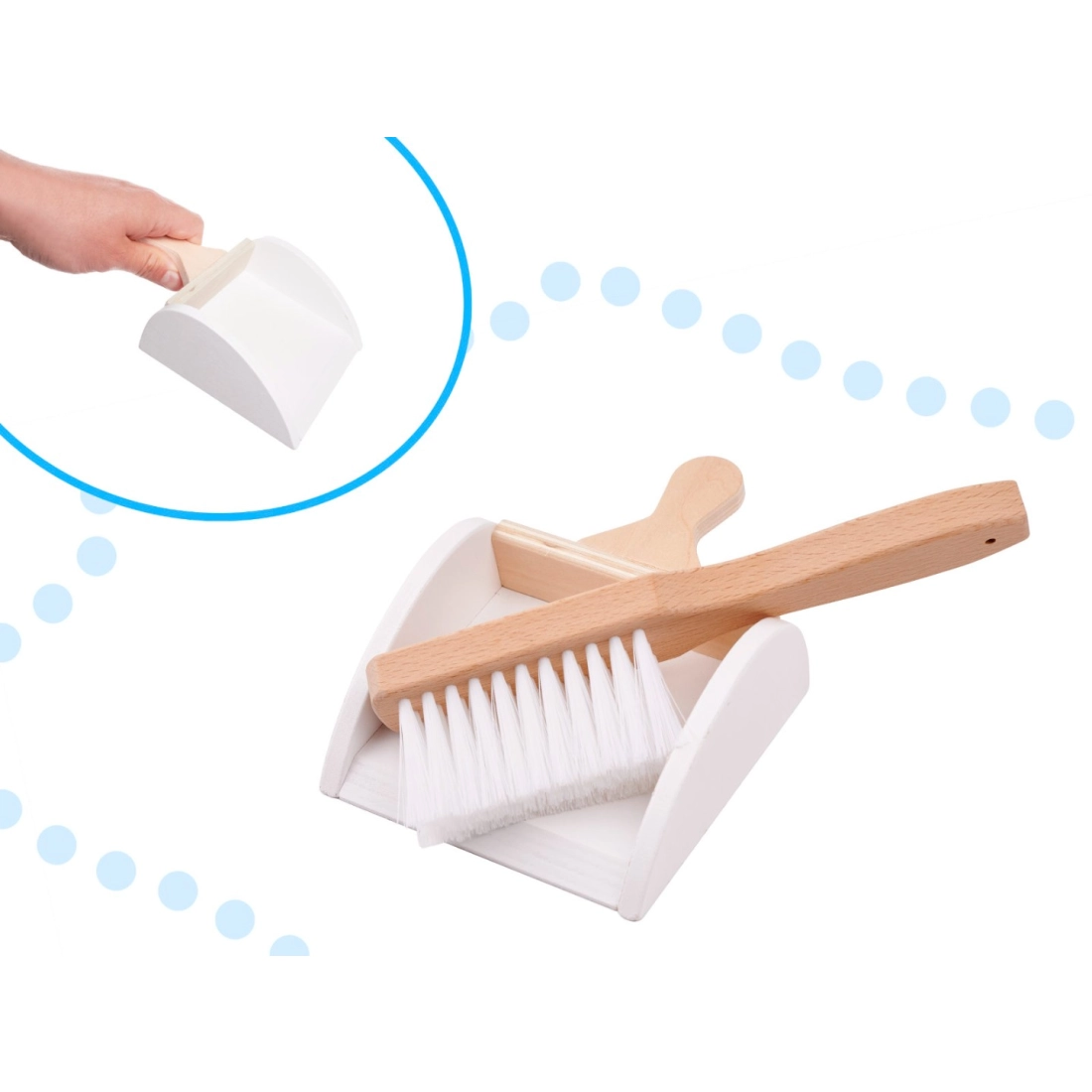 Detský drevený vozík na upratovanie