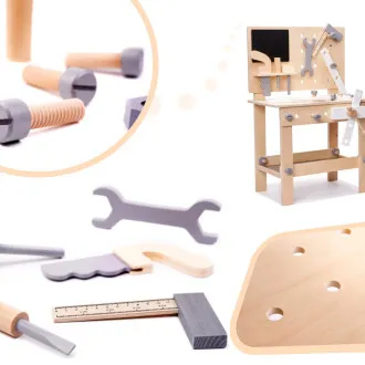 Dřevěná dílna s nářadím - světlé dřevo