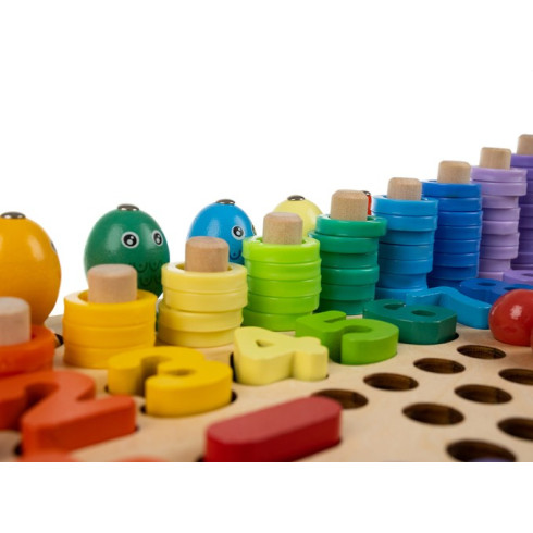 Drevené edukačné počítadlo s číslami, rybkami a guličkami
