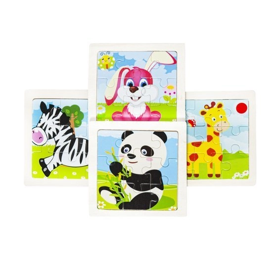 Drevené puzzle zvieratká 4 ks