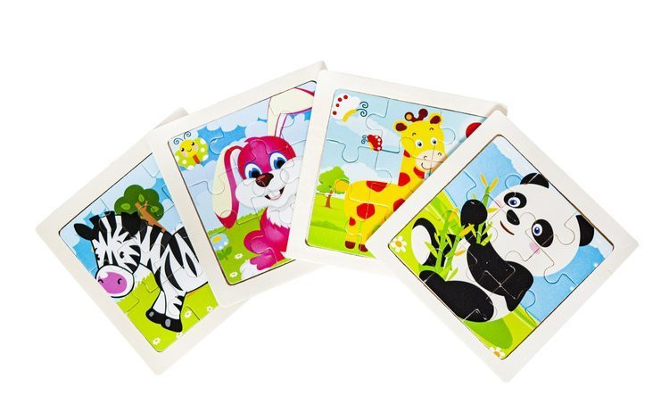Drevené puzzle zvieratká 4 ks