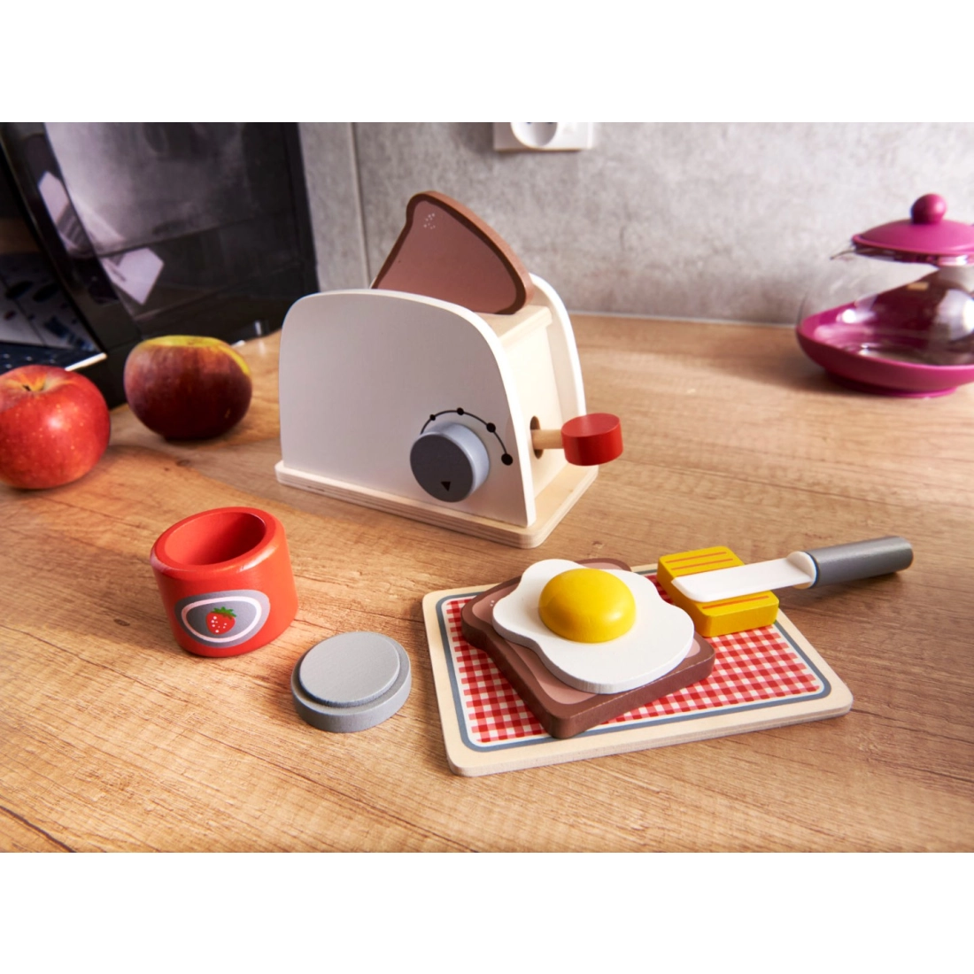 Dřevěný topinkovač s příslušenstvím