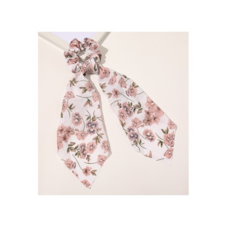 Gumička do vlasov - ružová s kvietkami