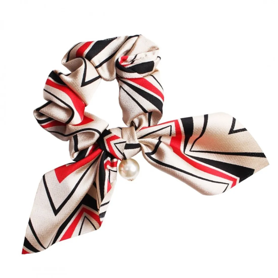 Gumička do vlasov s perlou, červená