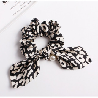 Gumička do vlasov s perlou, čierna