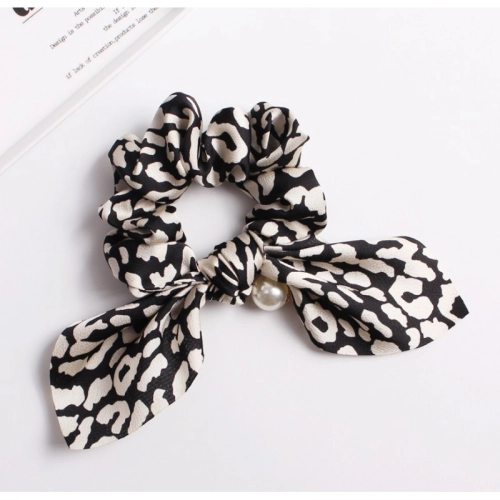 Gumička do vlasov s perlou, čierna