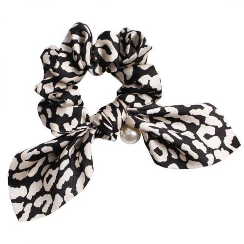 Gumička do vlasov s perlou, čierna