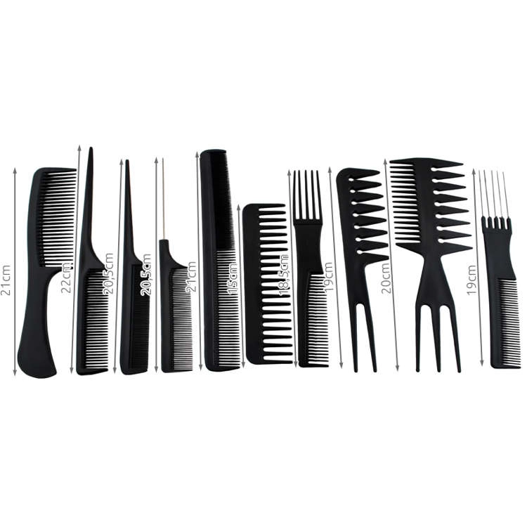 Hřebeny na vlasy - sada 10 ks