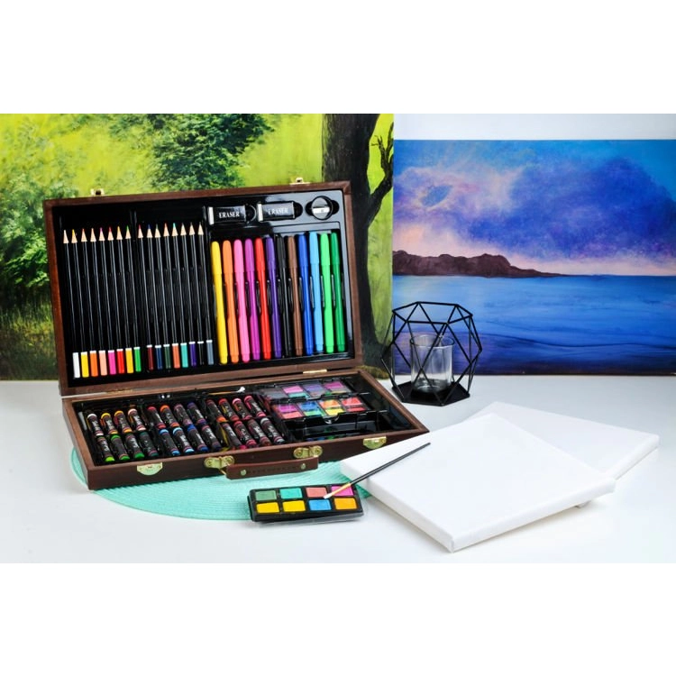 Maliarska sada v drevenom kufríku - 81 ks