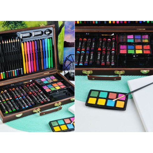 Maliarska sada v drevenom kufríku - 81 ks