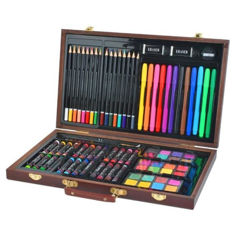 Maliarska sada v drevenom kufríku - 81 ks