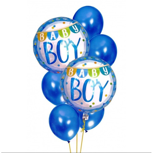 Sada nafukovacích balónov BABY BOY 7 ks - modré
