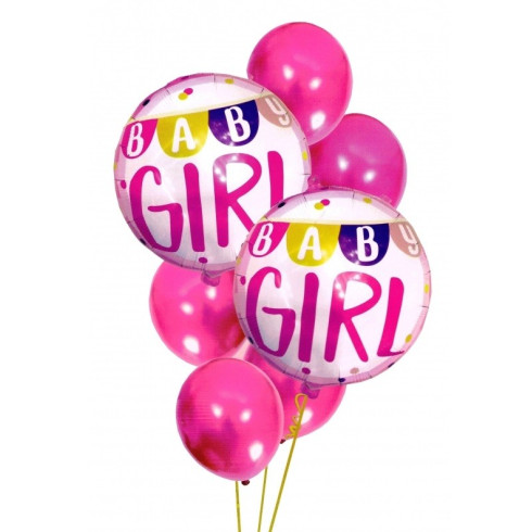 Sada nafukovacích balónov BABY GIRL 7 ks - ružová