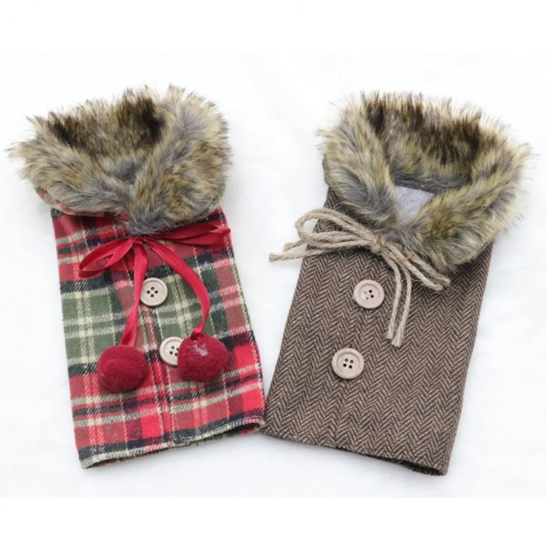 Vianočný obal na vínovú fľašu  - červeno-zelený