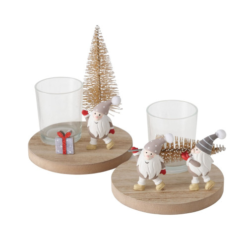 Vianočný svietnik na stôl so škriatkami 