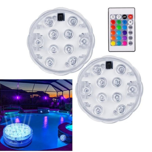 Vodotesné LED RGB osvetlenie s diaľkovým ovládačom 2 ks