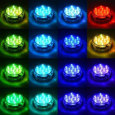 Vodotesné LED RGB osvetlenie s diaľkovým ovládačom 2 ks