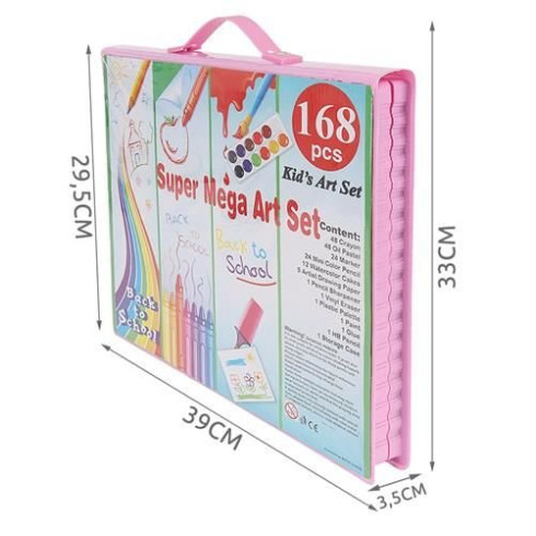 Výtvarná sada pre deti na maľovanie - 168ks ružová