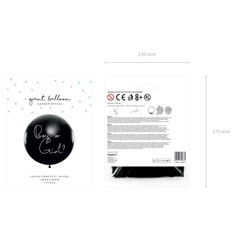 Balón na odhalenie pohlavia Chlapec alebo dievča - modré konfety