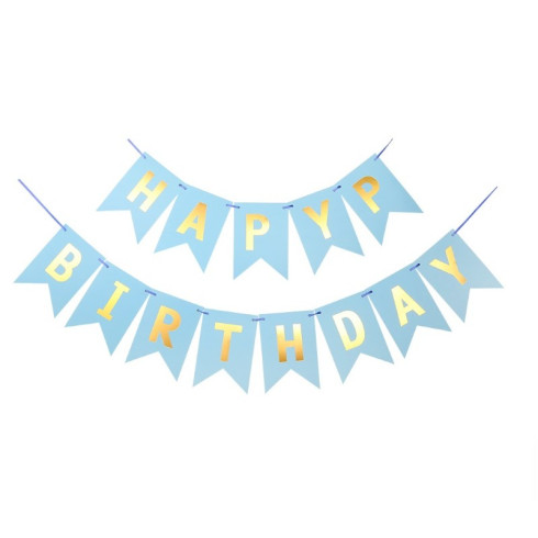 Banner - nápis Happy Birthday - modrý