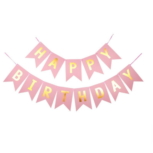 Banner - nápis Happy Birthday - ružový