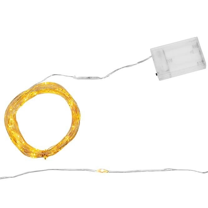 Dekoratívne LED osvetlenie 100 LED, 10 m - teplá biela, na baterky
