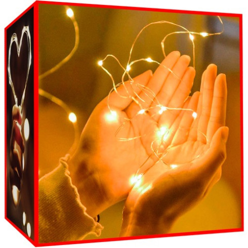 Dekoratívne LED osvetlenie 100 LED, 10 m - teplá biela, na baterky