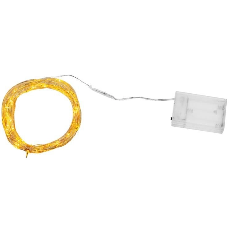 Dekoratívne LED osvetlenie 100 LED, 10 m - teplá biela, na baterky